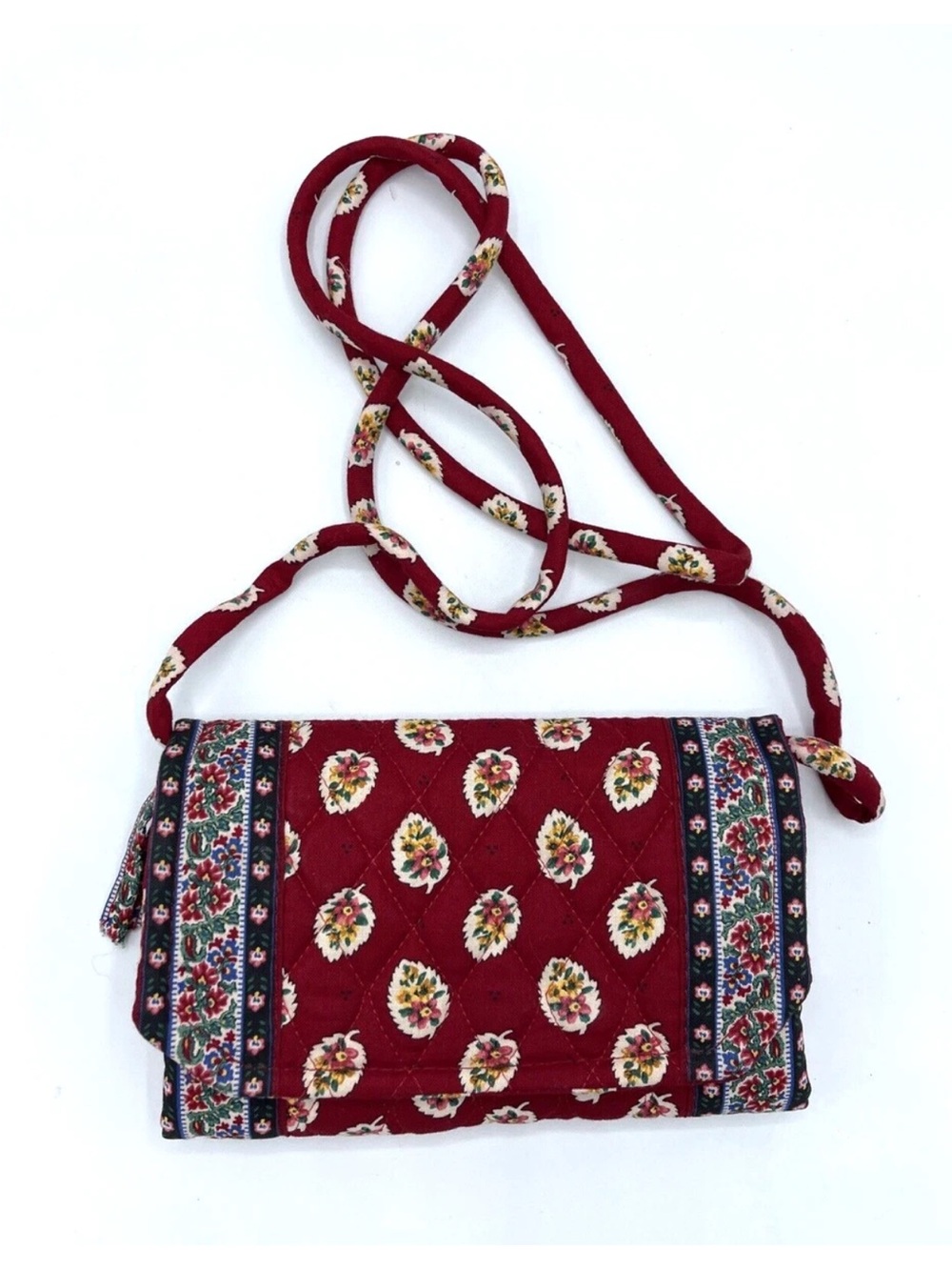 Vera Bradley Designs RARE 1997 Strap Purse Wallet RED LEAF Organizer Clutch